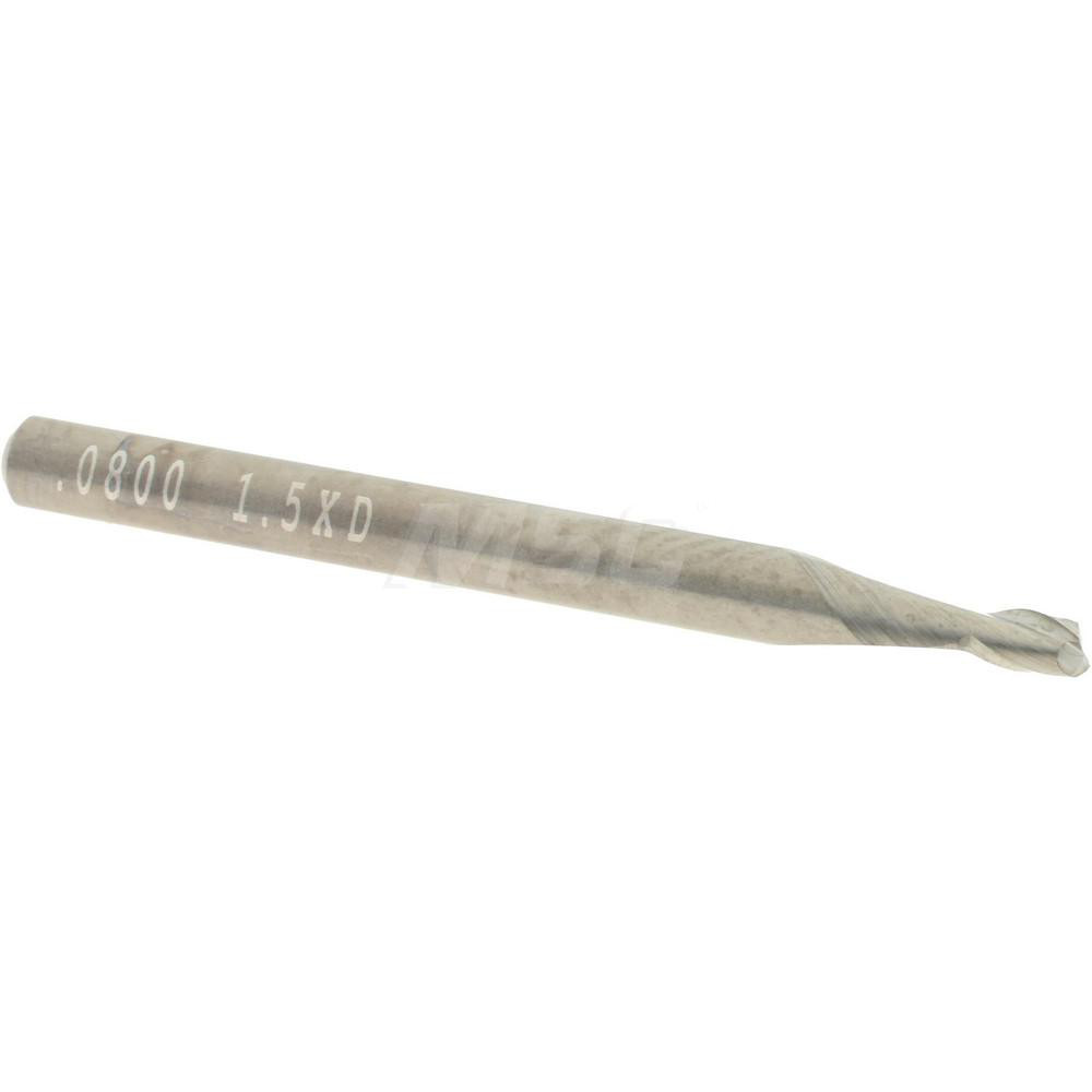 Square End Mill: 0.08" Dia, 0.12" LOC, 2 Flutes, Solid Carbide