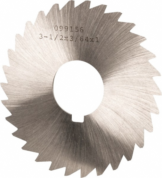 Slitting & Slotting Saw: 3-1/2" Dia, 3/64" Thick, 1" Arbor Hole, 34 Teeth, High Speed Steel