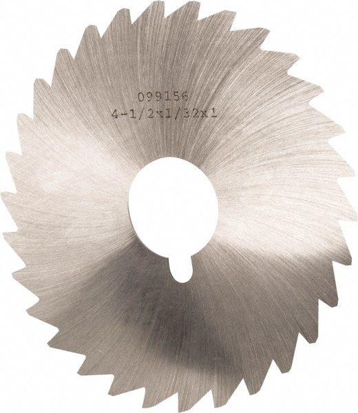 Slitting & Slotting Saw: 4-1/2" Dia, 1/32" Thick, 1" Arbor Hole, 36 Teeth, High Speed Steel