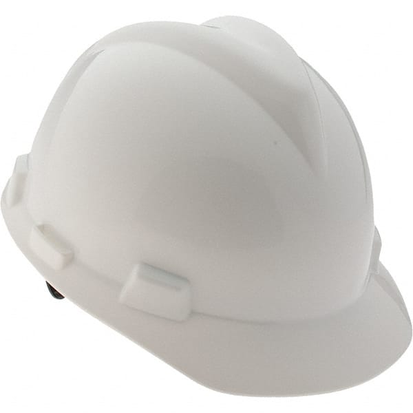 MSA 477482 Hard Hat: Impact Resistant, V-Gard Slotted Cap, Type 1, Class E 