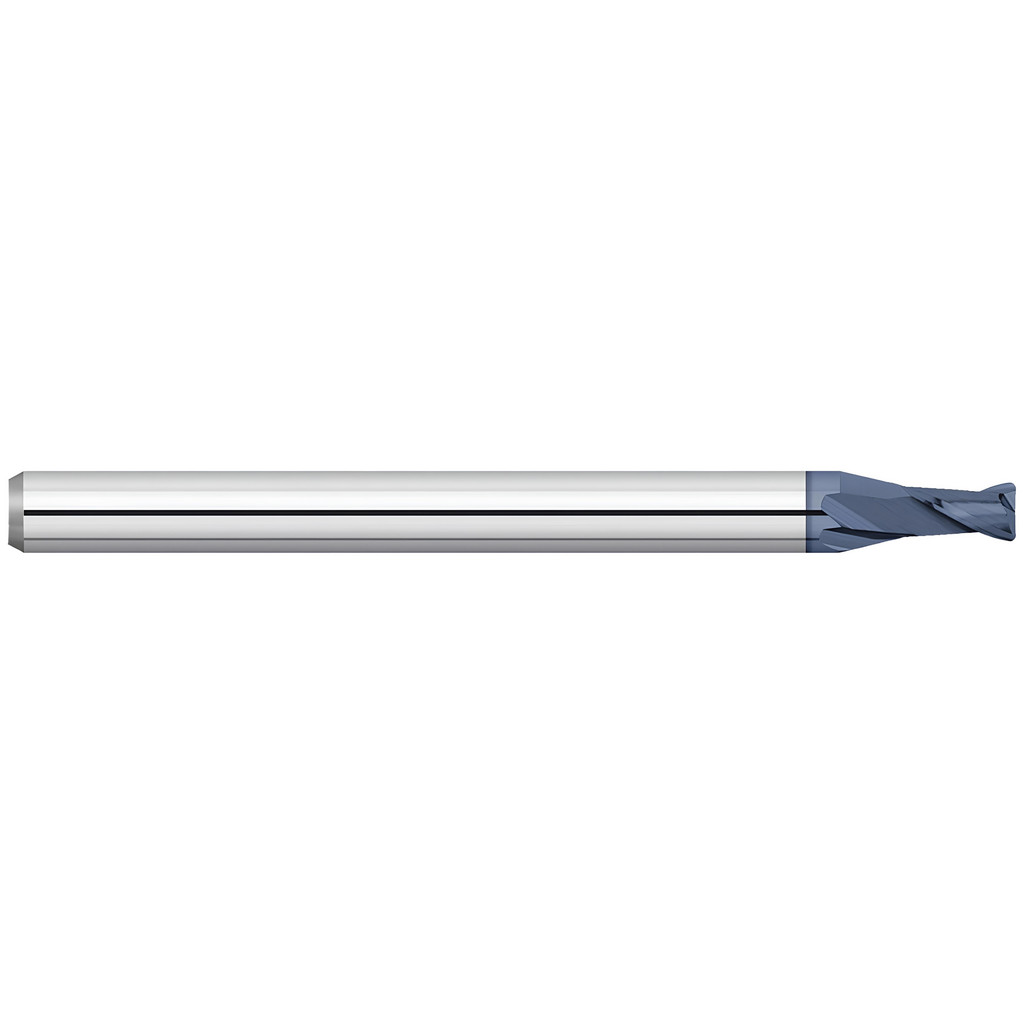 Titan USA Corner Radius End Mill: 0.0900" Dia, 0.2700" LOC, 0.0100" Radius, 2 Flute, Solid Carbide - 1.5000" OAL, 0.1250" Shank Dia, 30 deg Helix