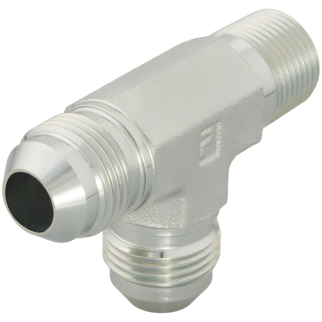 Parker 4-4-4 RTX-S Steel Flared Tube Male Run Tee: 1/4" Tube OD, 1/4 Thread, 37 &deg; Flared Angle Image