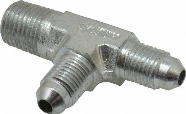 Parker 4-4-4 RTX-S Steel Flared Tube Male Run Tee: 1/4" Tube OD, 1/4 Thread, 37 ° Flared Angle Image