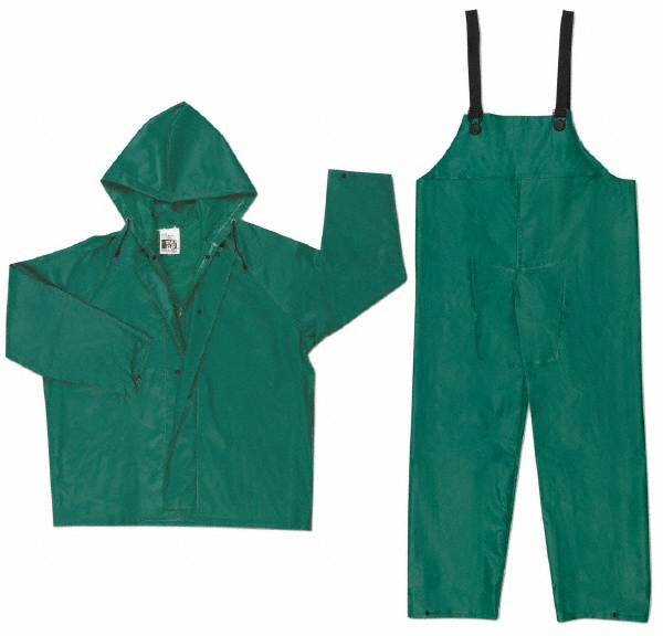 Rain Suit with Pants: Size 2X-Large, Non-Hazardous Protection, Green, Nylon & PVC