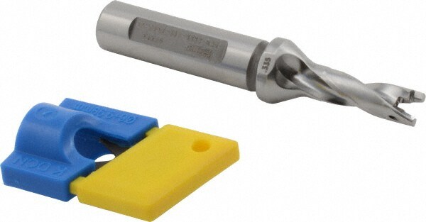 Replaceable-Tip Drill: 0.335 to 0.35" Dia, 1.06" Max Depth, 1/2" Flatted Shank
