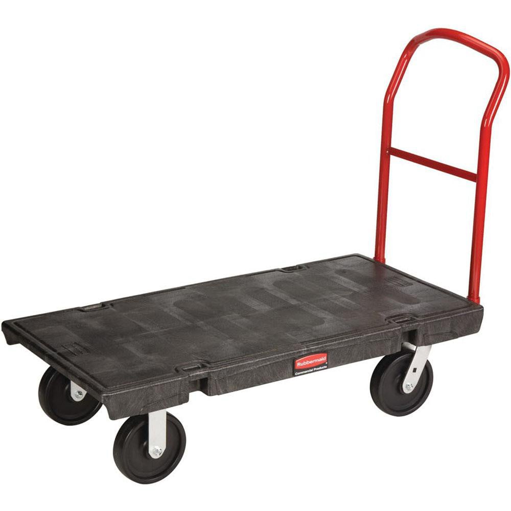 Rubbermaid FG444100BLA Platform Truck: 2,500 lb Capacity, Structural Foam Deck, 24" Wide, 48" Long 