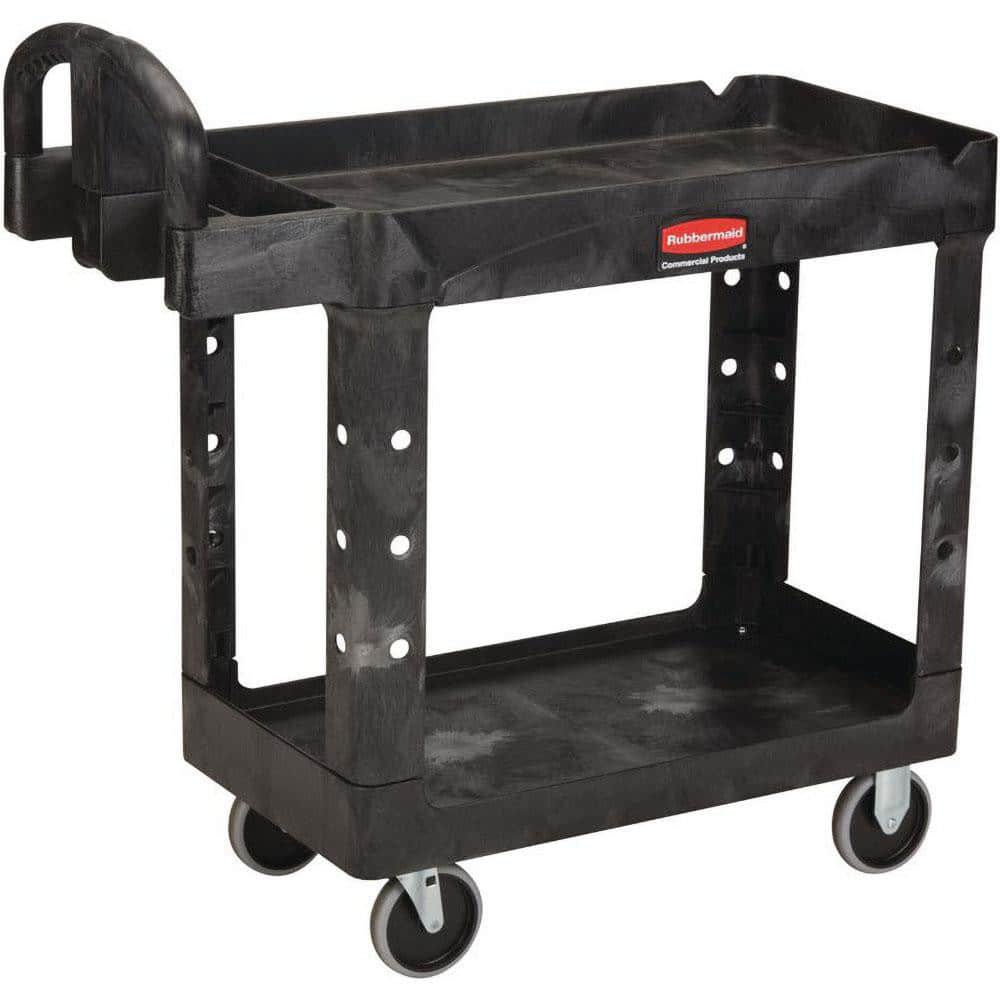 Rubbermaid FG9T6700BLA Black 2-Shelf Utility Cart