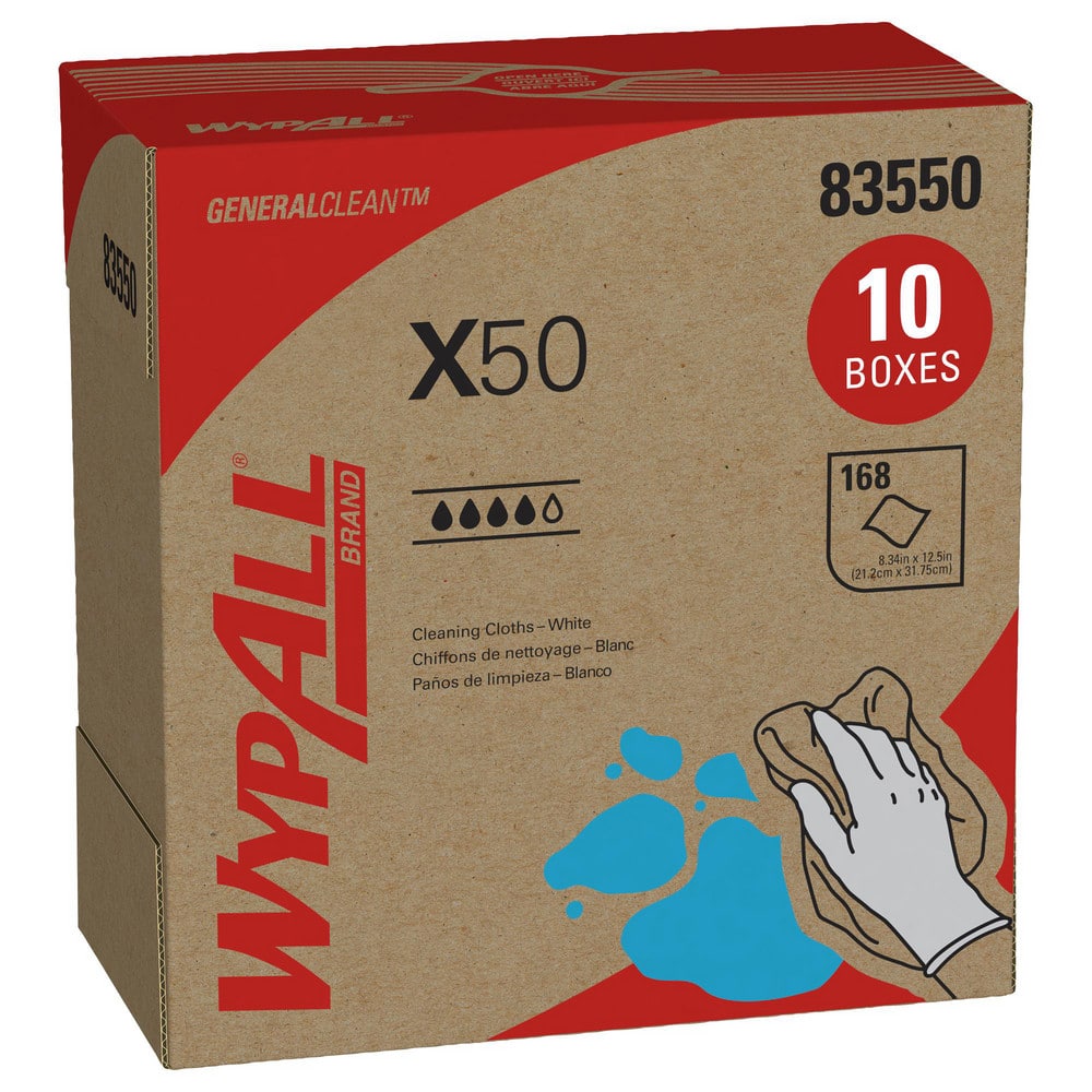 WypAll X50 Disposable Cloths (83550), Strong for Extended Use, POP-UP Box, White