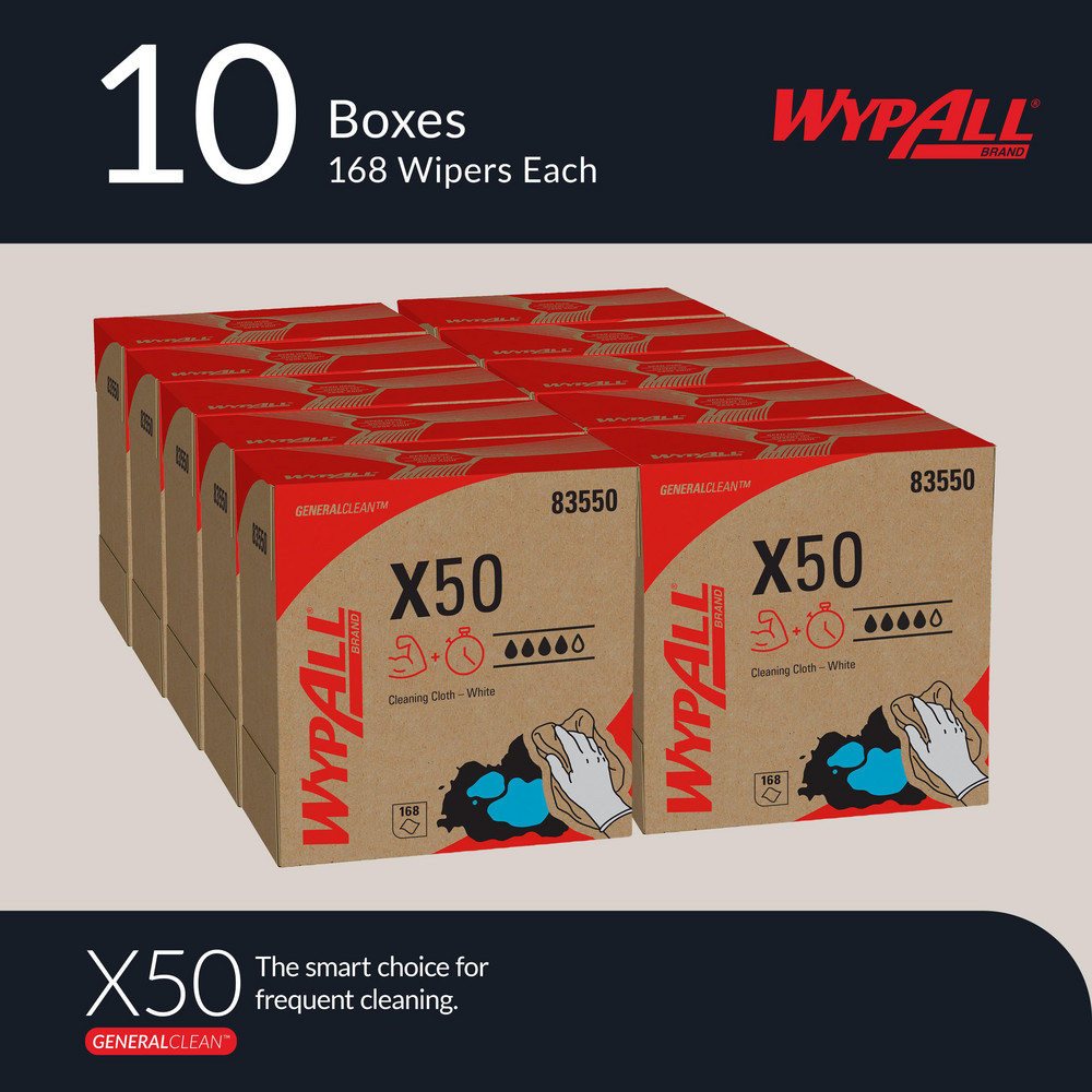 WypAll - GeneralClean™ x50 Cleaning Cloths (83550), Pop-Up Box
