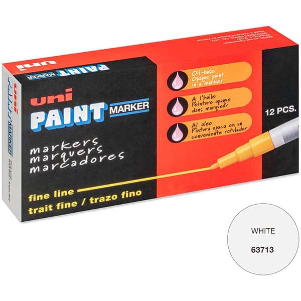 Paint Pen Marker: White, Oil-Based, Line Point