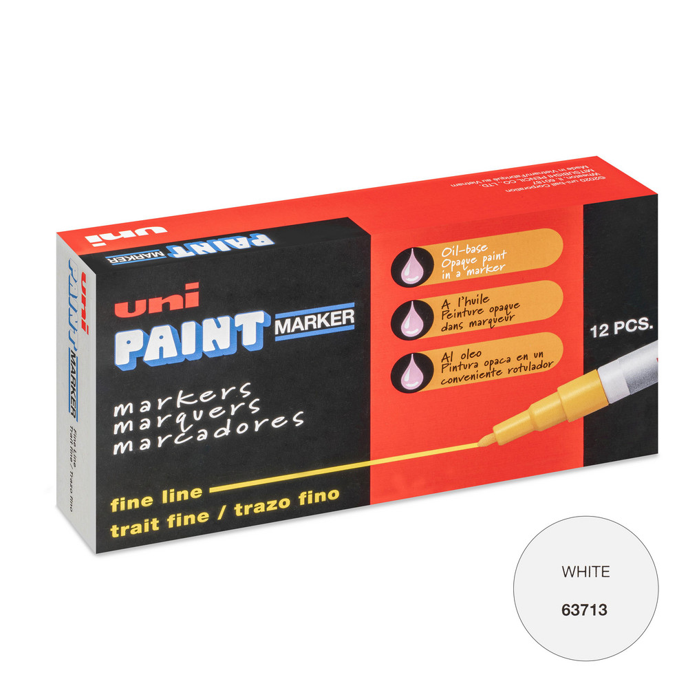 Paint Pen Marker: White, Oil-Based, Line Point