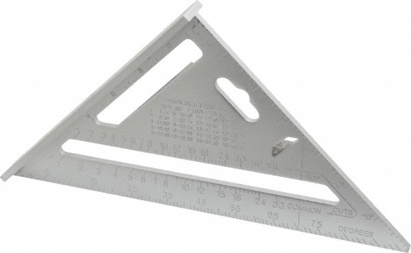 MSC Industrial | Empire Level 7" Blade Length, Buffed Finish, Aluminum Rafter Square - 1/16", 0.083", 1/8" Graduation | Part #2990