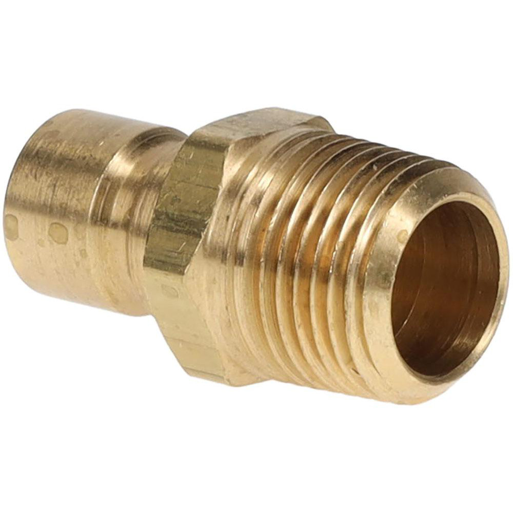 Parker Hydraulic Hose Male Pipe Rigid Nipple Fitting: 3/8" Hose Size, 3/8" Thread, 200 psi - Brass, NPTF, Threaded | Part #PN353