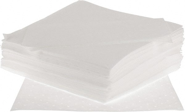Brady SPC Sorbents BPO100 Sorbent Pad: Oil Only Use, 15" Wide, 17" Long, 20.5 gal, White 