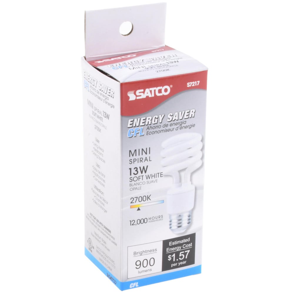 Fluorescent Residential & Office Lamp: 13 Watts, T2, Medium Screw Base