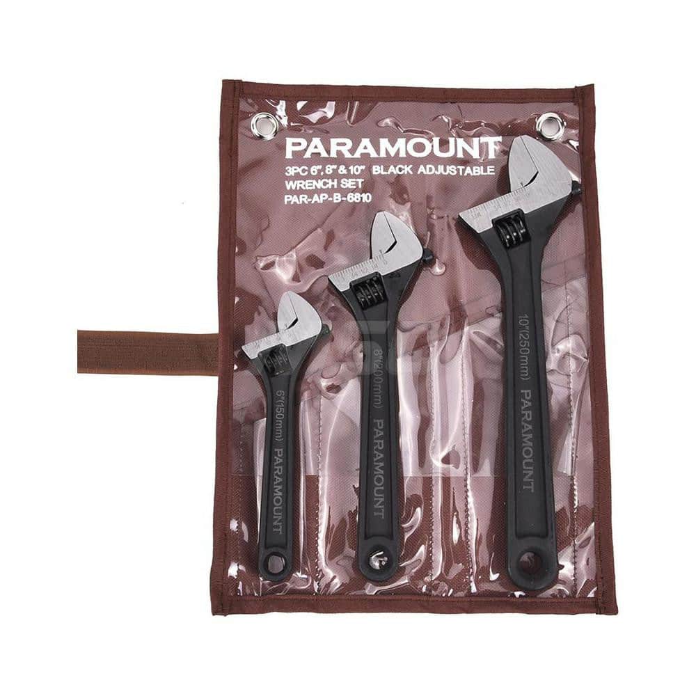 Paramount PAR-AP-B-6810 Adjustable Wrench Set: 3 Pc, 10" 6" & 8" Wrench, Inch 