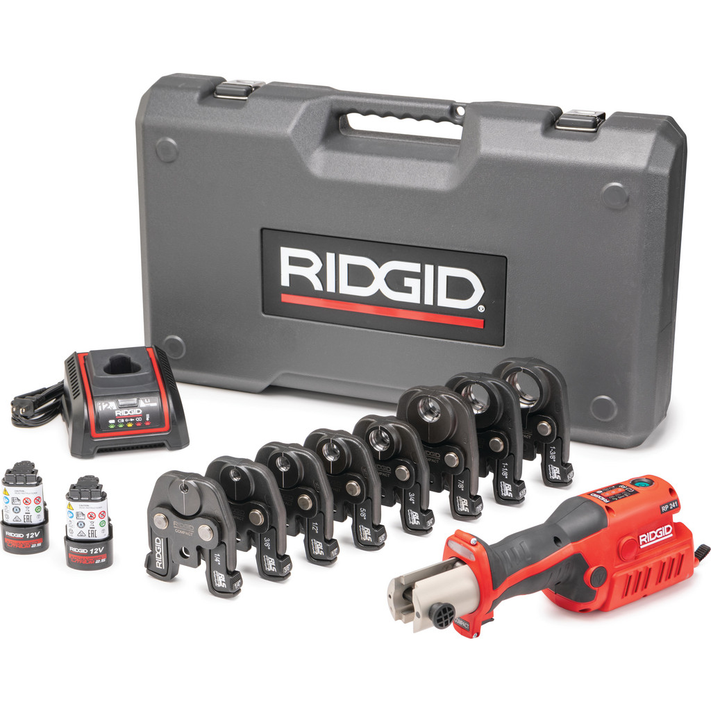 Ridgid Presser Replacement Jaws: Type: Compact Jaw; Jaw Size Range: 1/4" to 7/8"; For Use With: 100-B, RP 200-B, RP 210-B, RP 240, RP 241 Pressing