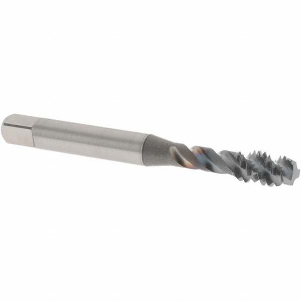 Spiral Flute Tap: 1/4-20 UNC, 3 Flutes, Modified Bottoming, 3B Class of Fit, Vanadium High Speed Steel, TICN Coated