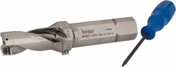 1.88" Max Drill Depth, 2xD, 15/16" Diam, Indexable Insert Drill