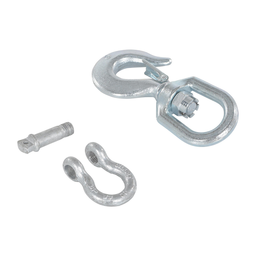 Vestil Steel Swivel Hook w/ Shackle: 4,000 Lb. Capacity Silver - Hook Opening (in.): 7/8 | Part #HOOK-S-4