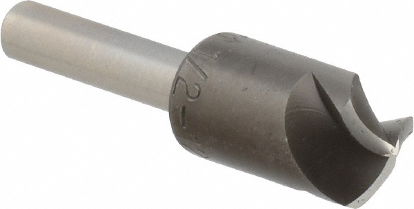 M.A. Ford® Countersink: 1/2" Head Dia, 120 deg Included Angle, 3 Flute, High-Speed Steel, Right Hand Cut - 0.50 mm Min Cut Dia, 1/4" Shank Dia, 2"