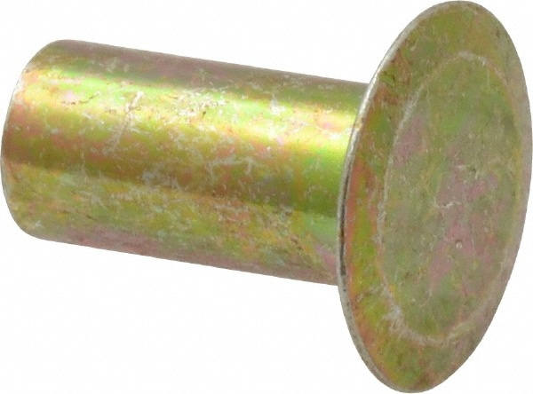 0.176 to 0.184" Hole Diam, Countersunk Head, Zinc Plated Steel, Semi Tubular Rivet