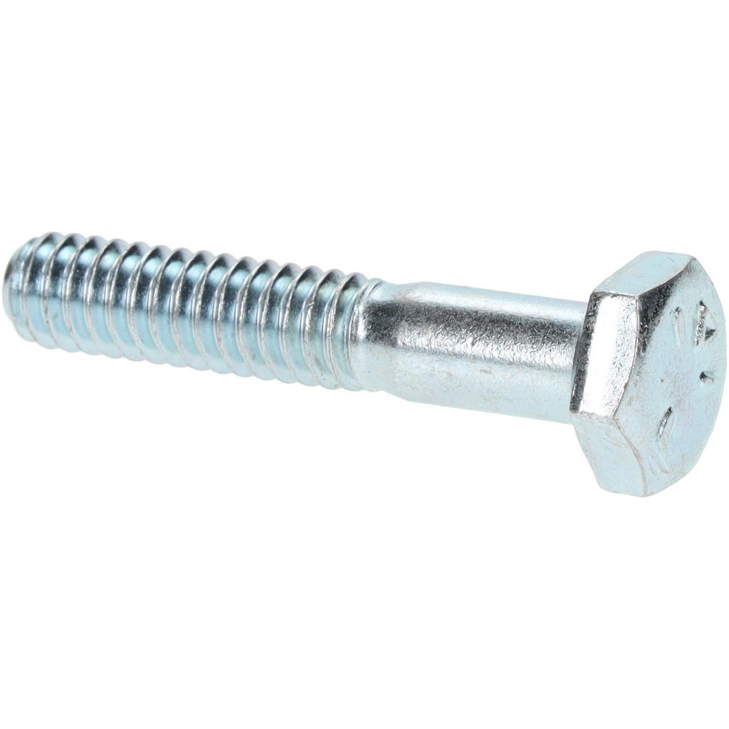 Made in North America | Value Collection Hex Head Cap Screw: 1/4-20, 1-3/8" Length Under Head, Grade 5 Steel, Zinc Finish - Partially Threaded, 7/16"