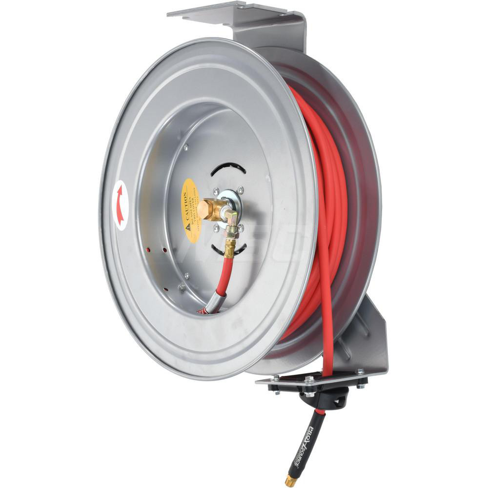 Hose Reel with Hose: 1/4" ID Hose x 75', Spring Retractable