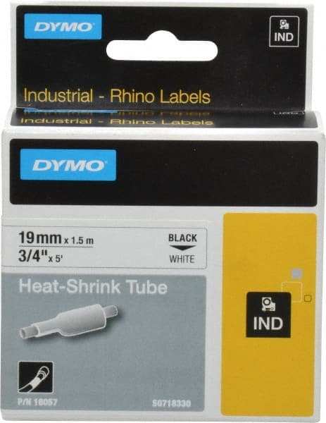 Dymo 18057 Label Maker Label: White, Heat Shrinkable Polyolefin, 60" OAL, 3/4" OAW 