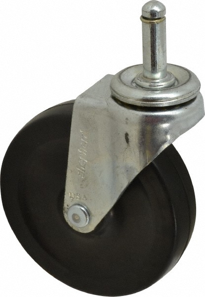 Shepherd | Colson Group 4"" Diam x 15/16"" Wide x 4-3/4"" OAH Stem Mount Swivel Caster - Soft Rubber, 125 Lb Capacity, Nylon Bearing, 7/16 x 1-7/16 -  104972
