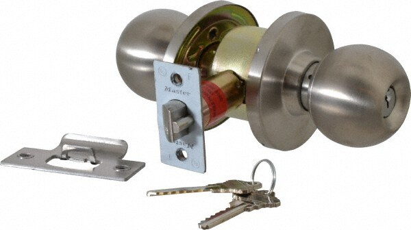 Up to 1-3/4" Door Thickness, Brushed Chrome Classroom Knob Lockset