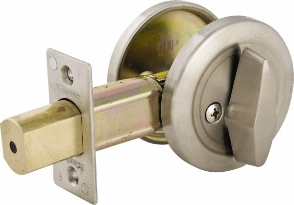 Up to 2" Door Thickness, Brushed Chrome Finish, One Sided Deadbolt - Keyless Cylinder