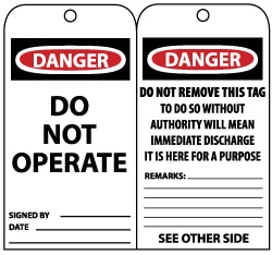 Lockout Tag: Rectangle, 3" High, Unrippable Vinyl, "Danger"