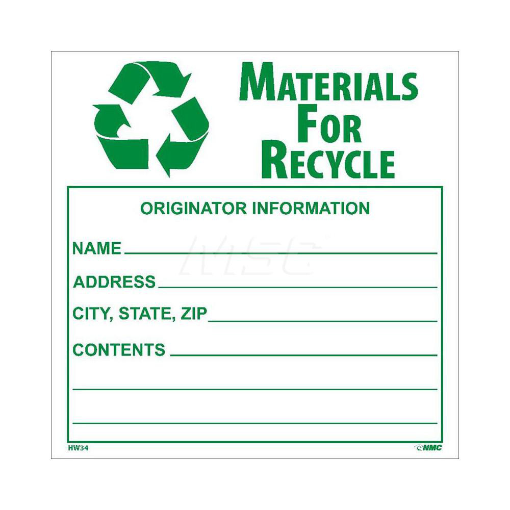 AccuformNMC - Hazardous Material Label: "Materials for Recycle