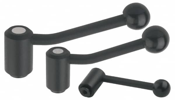 KIPP K0108.2A41 Tension Lever Adjustable Clamping Handle: 3/8-16 Thread, 1.1" Hub Dia, Steel, Black 