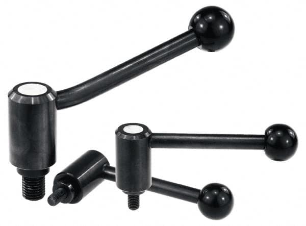 KIPP K0108.2A51X50 Tension Lever Adjustable Clamping Handle: 1/2-13 Thread, 1.1" Hub Dia, Steel, Black 