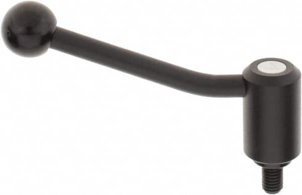 KIPP K0108.3A51X20 Threaded Stud Tension Lever Adjustable Clamping Handle: M12 x 1.75 Thread, 1.3" Hub Dia, Steel 