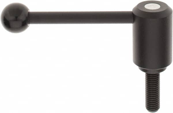 KIPP K0108.4A62X50 Tension Lever Adjustable Clamping Handle: 5/8-11 Thread, 1.61" Hub Dia, Steel, Black 