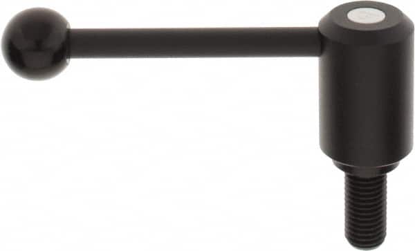 KIPP K0108.4A72X40 Tension Lever Adjustable Clamping Handle: 3/4-10 Thread, 1.61" Hub Dia, Steel, Black 