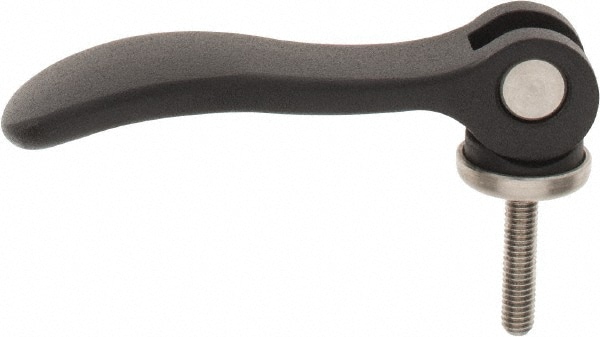 KIPP K0006.15111A120 Adjustable Clamping Handle: #10-32 Thread, 0.59" Hub Dia, Black Powder Coated Aluminum & Stainless Steel, Black Image