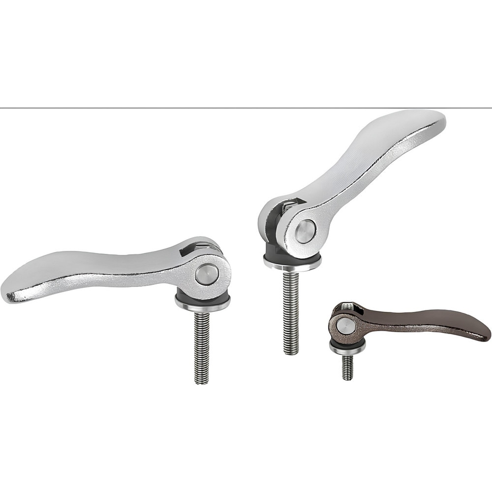 Adjustable Clamping Handle: #10-32 Thread, 0.59" Hub Dia, Stainless Steel