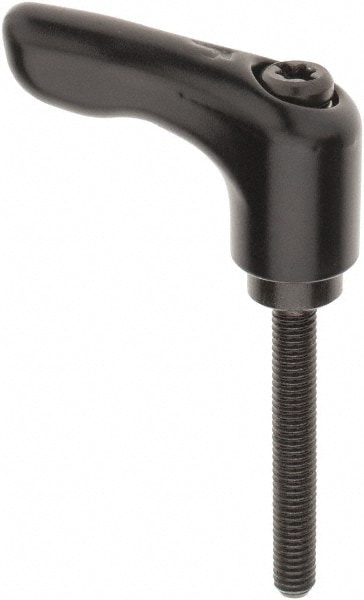 Threaded Stud Adjustable Clamping Handle: #10-32 Thread, 0.55" Hub Dia, Die Cast Zinc, Black