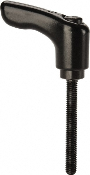 Threaded Stud Adjustable Clamping Handle: #10-32 Thread, 0.55" Hub Dia, Die Cast Zinc, Black