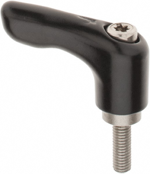 Stud Adjustable Clamping Handle: #10-32 Thread, 0.55" Hub Dia, Zinc Die Cast with Stainless Steel Components
