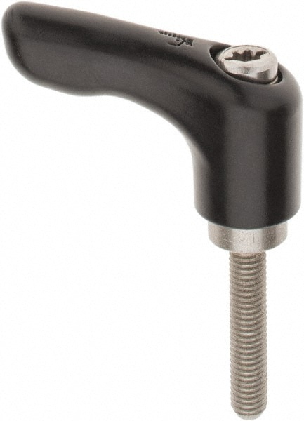 Stud Adjustable Clamping Handle: #10-32 Thread, 0.55" Hub Dia, Die Cast Zinc, Black