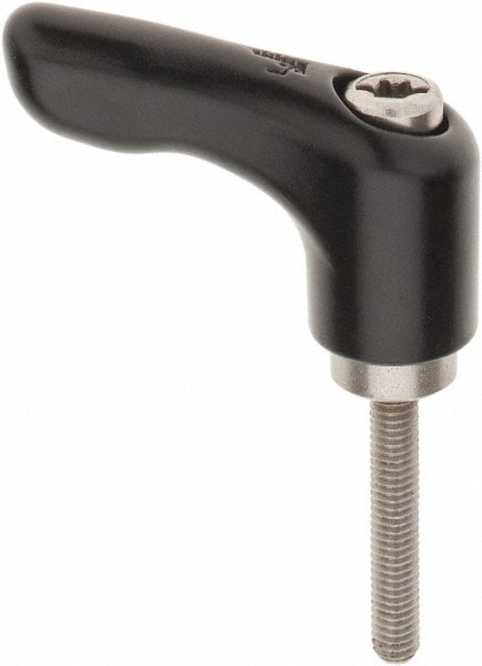 Stud Adjustable Clamping Handle: M4 x 0.70 Thread, 13 mm Hub Dia, Die Cast Zinc, Black