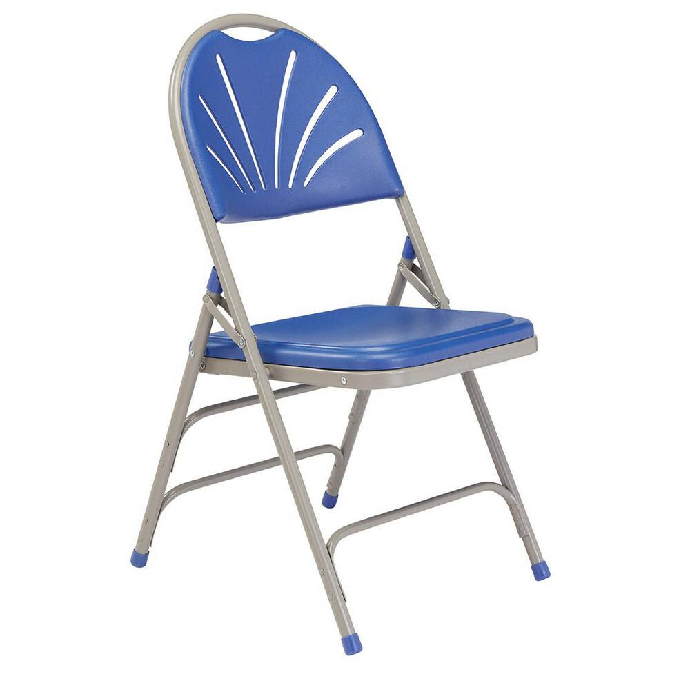 Folding Chairs; Pad Type: Contoured; Armless; Molded Resin ; Material: Steel; Molded Resin ; Width (Inch): 19 ; Depth (Inch): 20.75 ; Seat Color: Blue ; Overall Height: 34.50