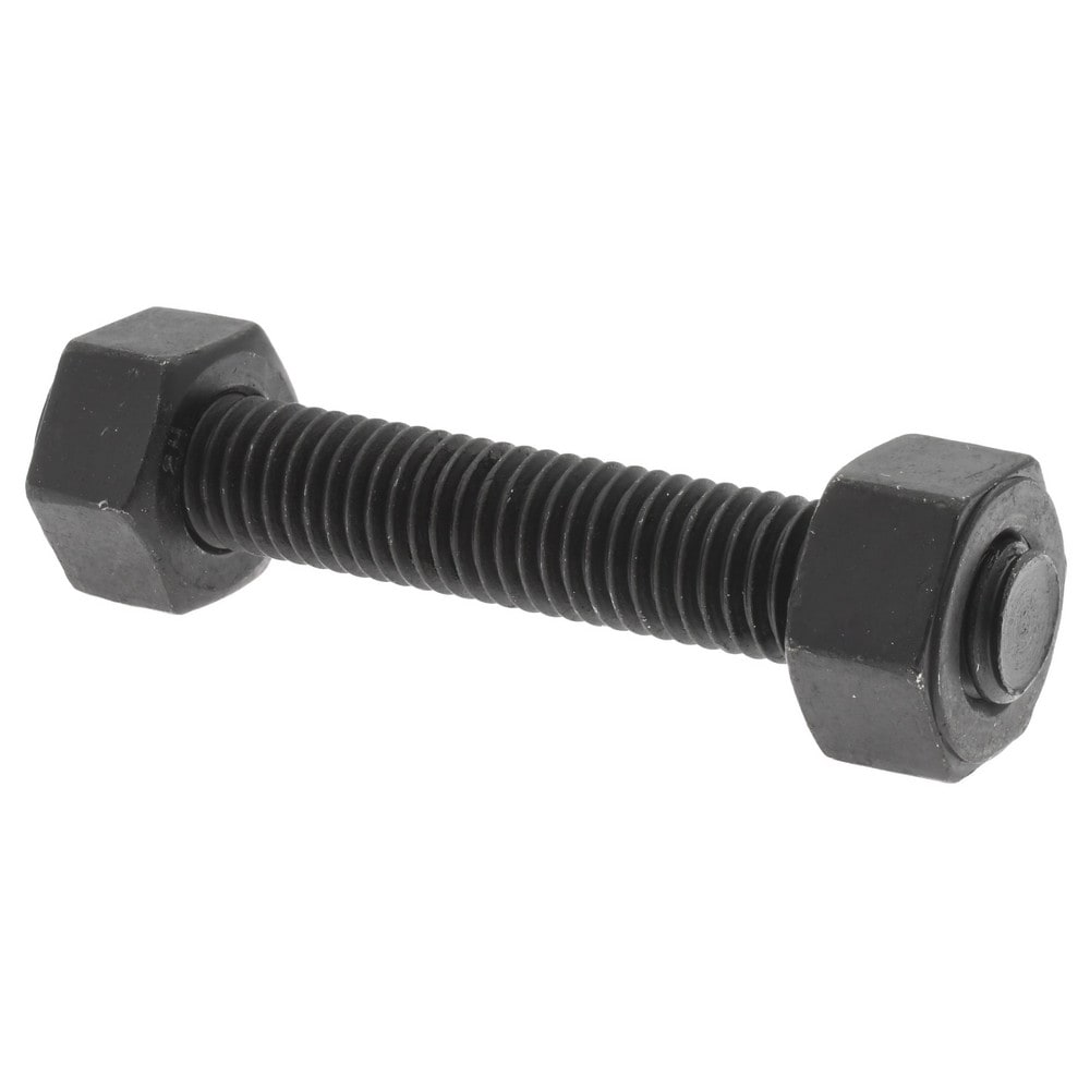 1/2-13, 3-1/4" Long, Uncoated, Steel, Fully Threaded Stud with Nut