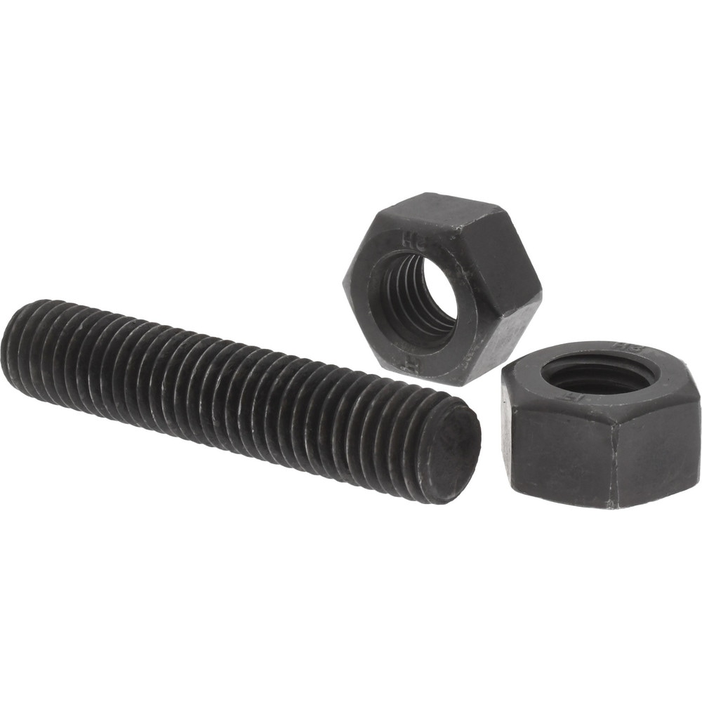 5/8-11, 3" Long, Uncoated, Steel, Fully Threaded Stud with Nut