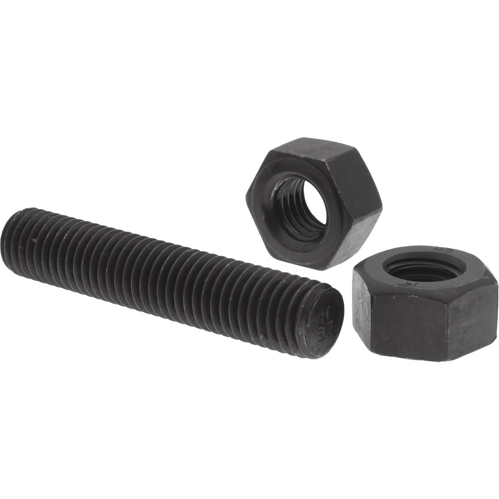 5/8-11, 3-1/4" Long, Uncoated, Steel, Fully Threaded Stud with Nut